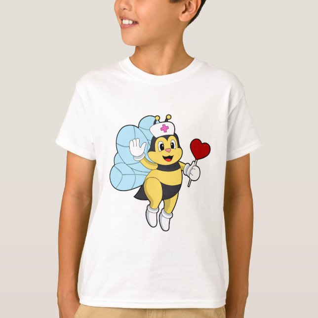 T-shirt Abeille comme infirmière avec coeur.PNG (Devant)