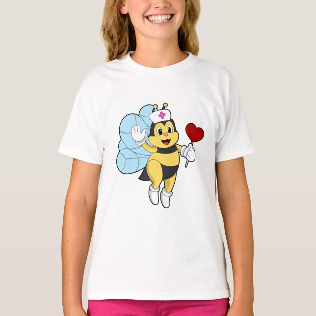 T-shirt Abeille comme infirmière avec coeur.PNG (Devant)