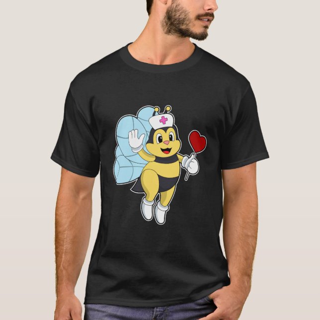 T-shirt Abeille comme infirmière avec coeur.PNG (Devant)