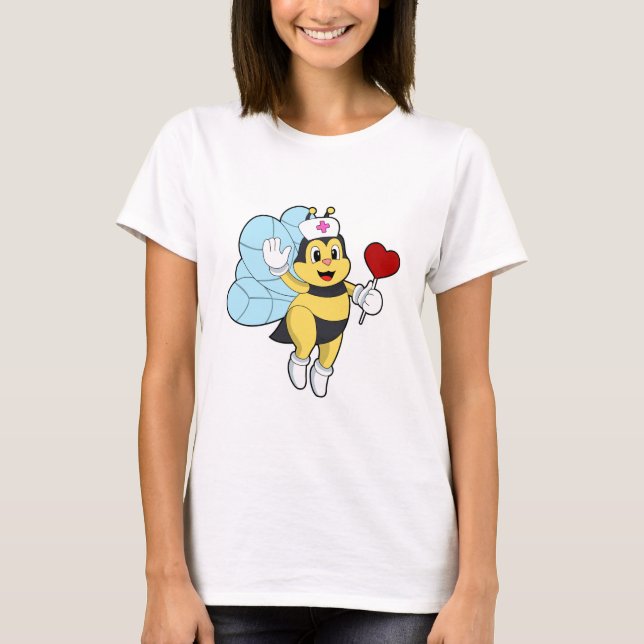 T-shirt Abeille comme infirmière avec coeur.PNG (Devant)