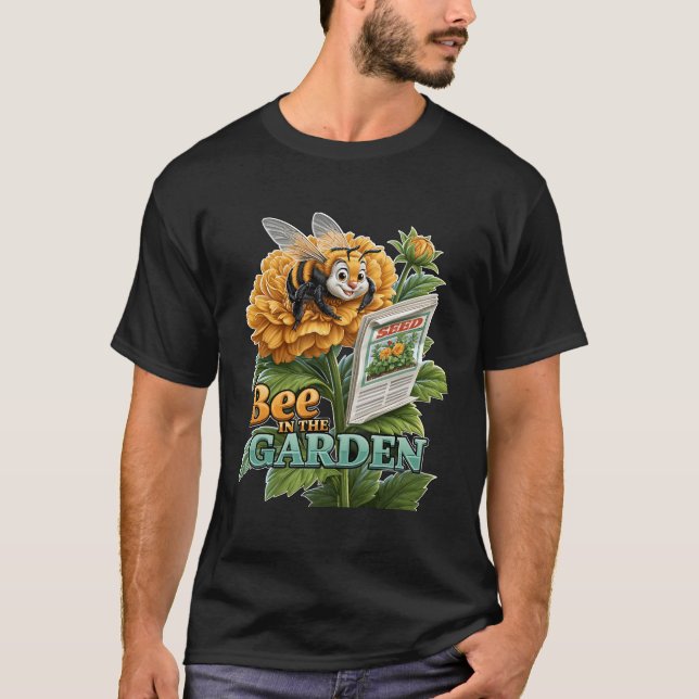 T-shirt Abeille Dans Le Jardin Drôle Bumblebee Fleur (Devant)