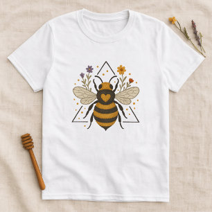 T-shirt Abeille d'été florale mignonne