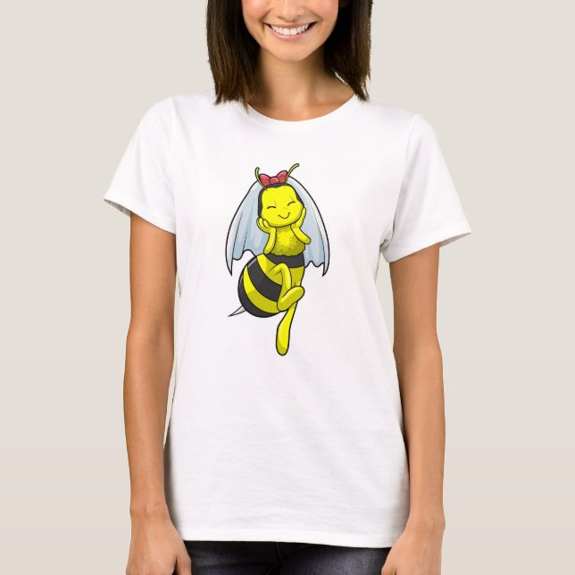 T-shirt Abeille en mariée au mariage avec voile (Devant)