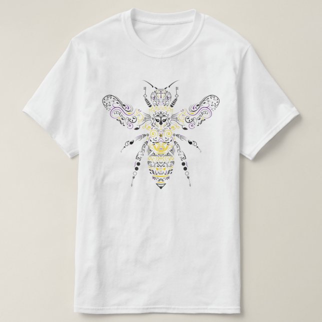 T-shirt abeille fleurie de miel (Design devant)