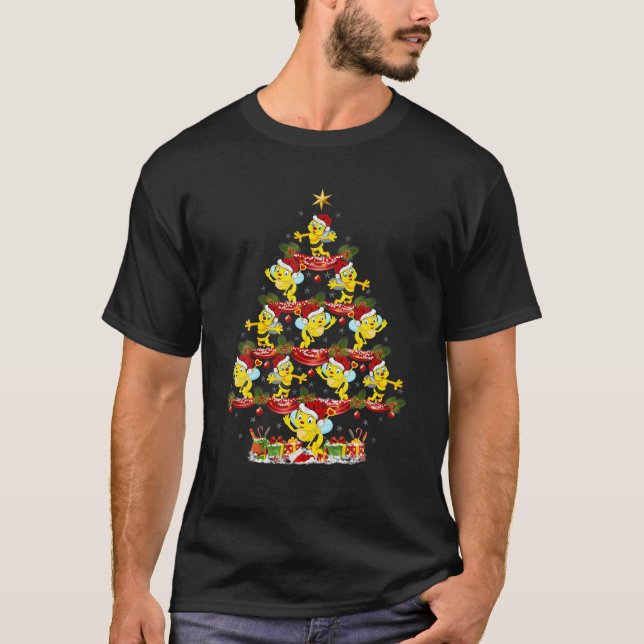 T-shirt Abeille Insectes Xmas Arbre Éclairage Abeille Arbr (Devant)