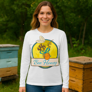 T-shirt Abeille Miel Jaune Insecte Femmes Manches Longues