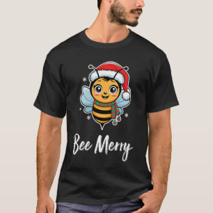T-shirt Abeille portant un chapeau de Père Noël Lumières d