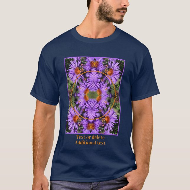 T-shirt Abeille sur le cadre de fleurs Aster Créer votre p (Devant)