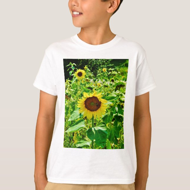 T-shirt Abeille sur tournesol jaune (Devant)
