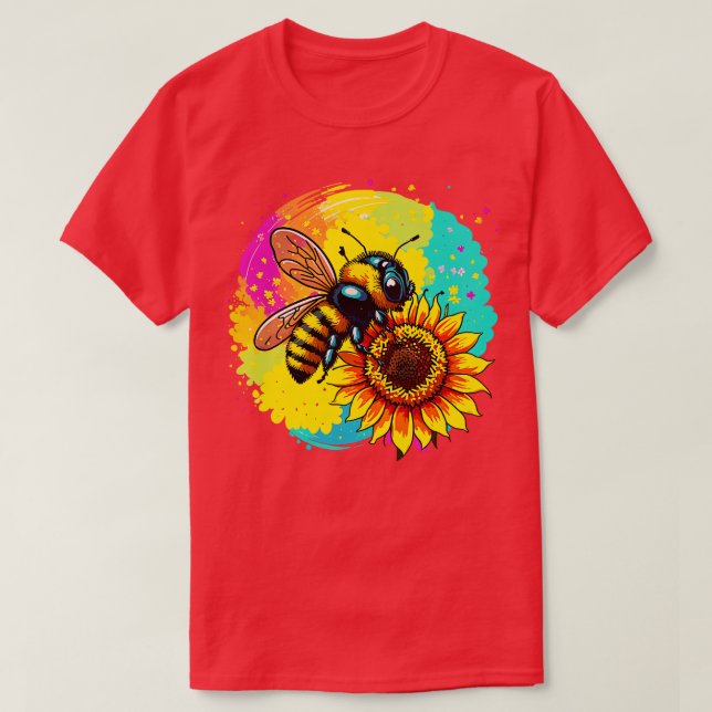 T-shirt Abeille sur un tournesol 14 (Design devant)