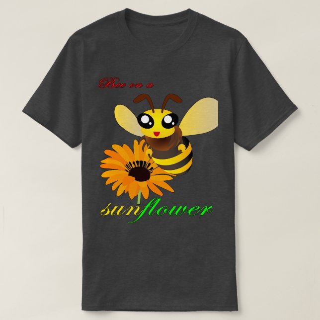 T-shirt Abeille sur une collection de tournesol (Design devant)