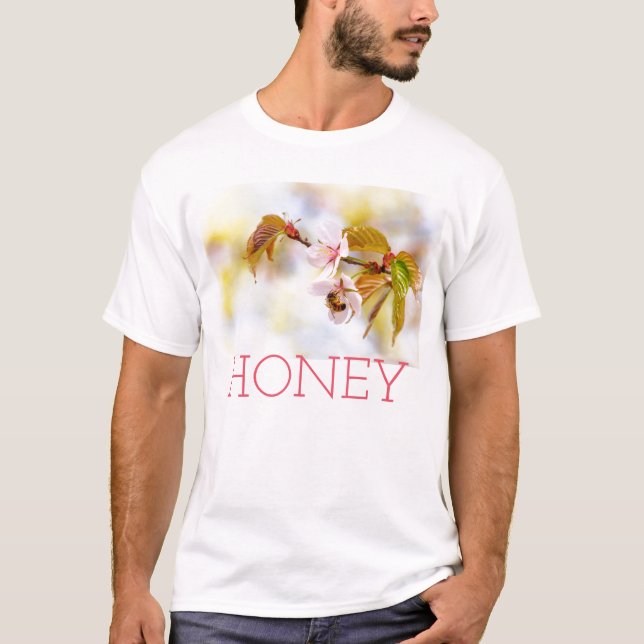 T-shirt Abeille Sur Une Fleur De Cerise (Devant)
