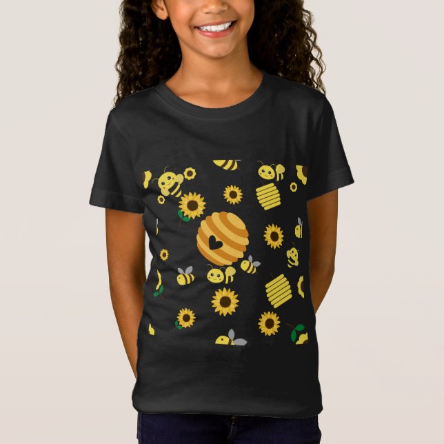 T-Shirt Abeilles avec ruches et tournesol (Devant)