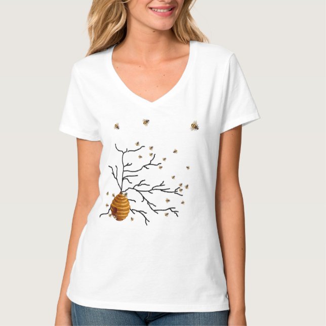 T-shirt Abeilles de miel mignonnes, ruche d'abeille, perso (Devant)
