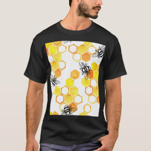 T-shirt Abeilles de miel : Motif d'aquarelle jaune
