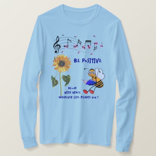 T-shirt Abeilles de tournesol bleu clair positif (Design devant)