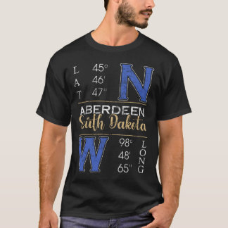 T-shirt Aberdeen Dakota du Sud Latitude et Longitude