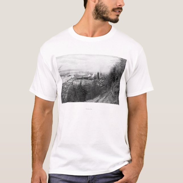 T-shirt Aberdeen, moulin et port Photograp de vue de ville (Devant)