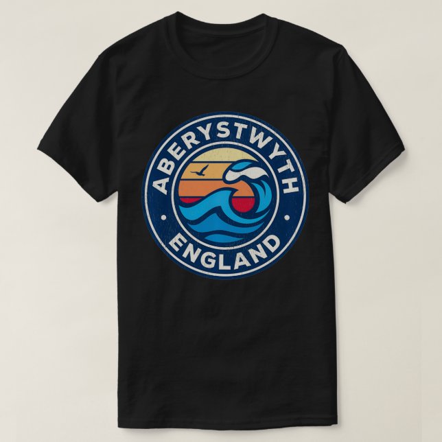 T-shirt Aberystwyth Angleterre Vintage Nautique Waves Desi (Design devant)