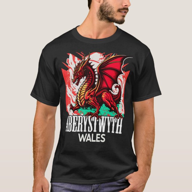 T-shirt Aberystwyth Pays de Galles Drapeau Y Ddraig Goch D (Devant)