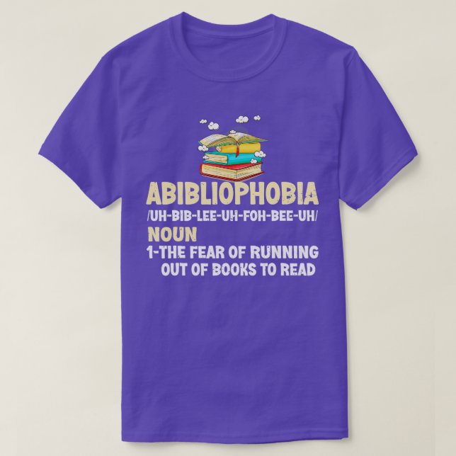 T-shirt Abibliophobia Definition Funny Reading Bookworm Re (Design devant)