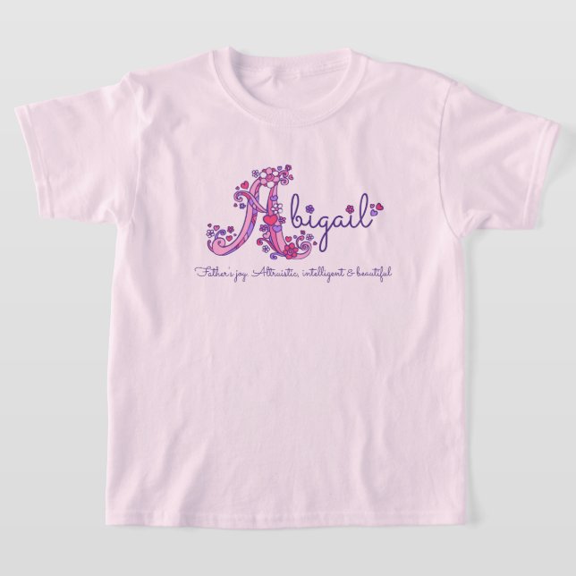 T-shirt Abigail Girls lettre Un nom personnalisé signifian (Poser)