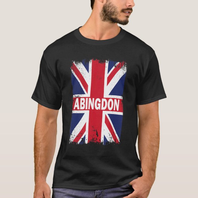 T-shirt Abingdon - Angleterre ville avec drapeau du Royaum (Devant)