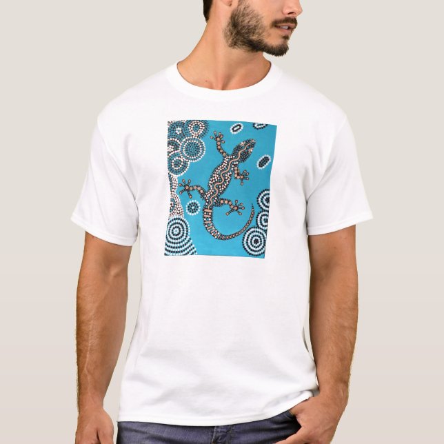 T-shirt Aboriginal Art, Gecko, peinture ponctuelle, Dot-Pa (Devant)