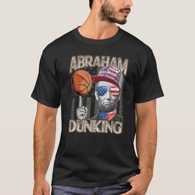 T-shirt Abraham Dunking Abe Lincoln Basketball Patriotique (Devant)