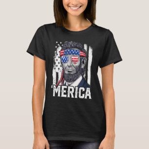 T-shirt Abraham Lincoln 4 juillet Merica Drapeau américain