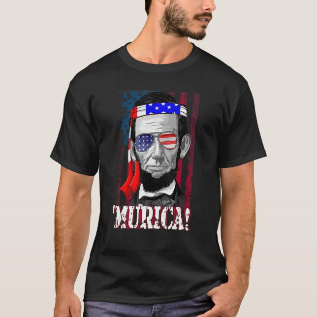 T-shirt Abraham Lincoln 4th Of July Men Women American Fla (Devant)