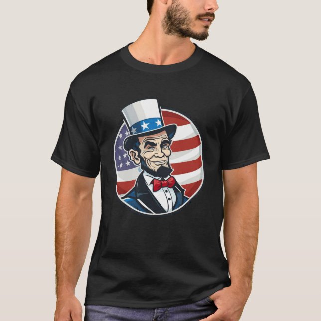 T-shirt Abraham Lincoln 4th Of July US Flag Patriot (Devant)
