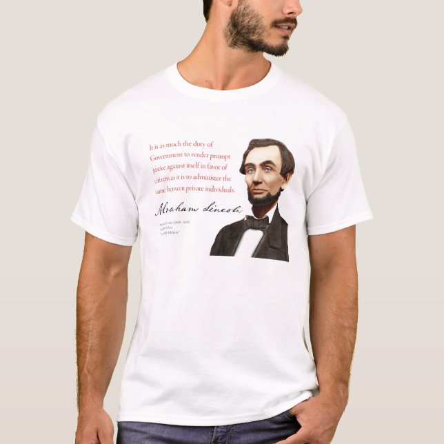 T-shirt Abraham Lincoln Chemise #12 "Prompt Justice" (Devant)
