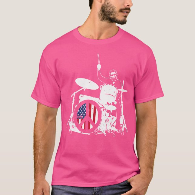 T-shirt Abraham Lincoln Drapeau américain Drummer (Devant)