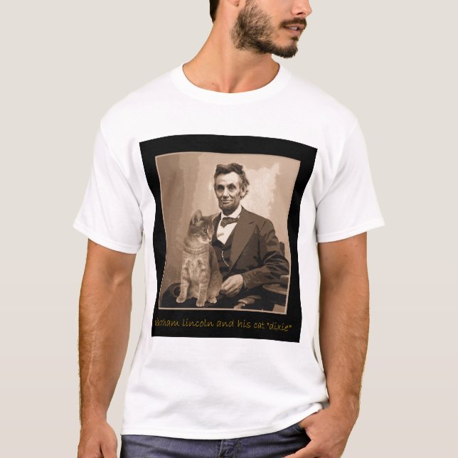T-shirt Abraham Lincoln et "Dixie" son chat (Devant)