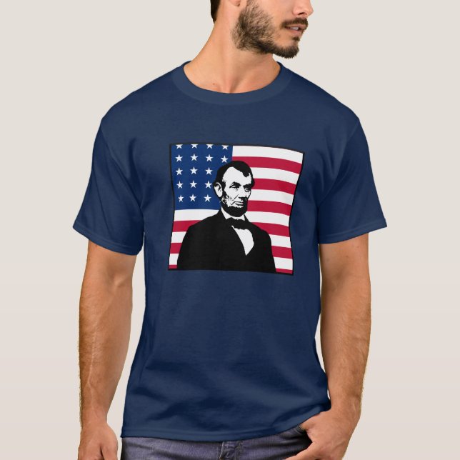 T-shirt Abraham Lincoln et drapeau américain (Devant)