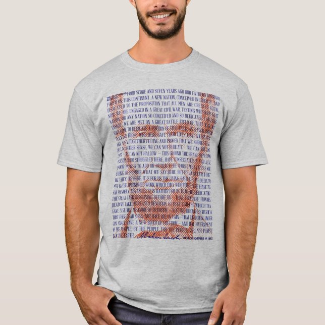 T-shirt Abraham Lincoln & Gettysburg Adresse en Rouge & Bl (Devant)