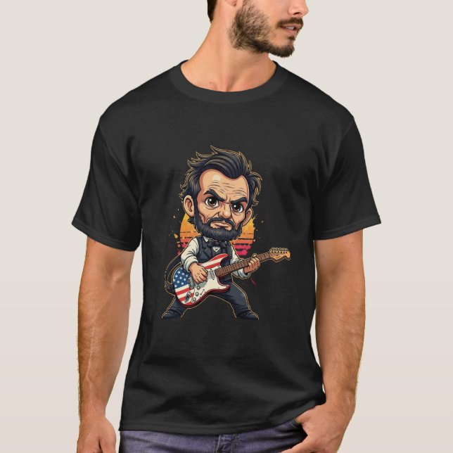 T-shirt Abraham Lincoln Guitariste Rockstar (Devant)