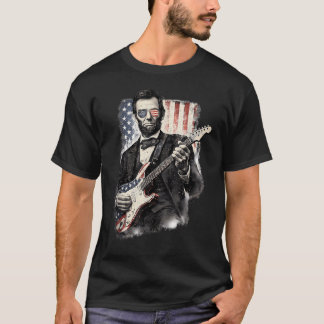 T-shirt Abraham Lincoln jouant d'une guitare électrique