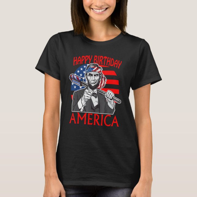 T-shirt Abraham Lincoln Joyeux anniversaire Amérique (Devant)