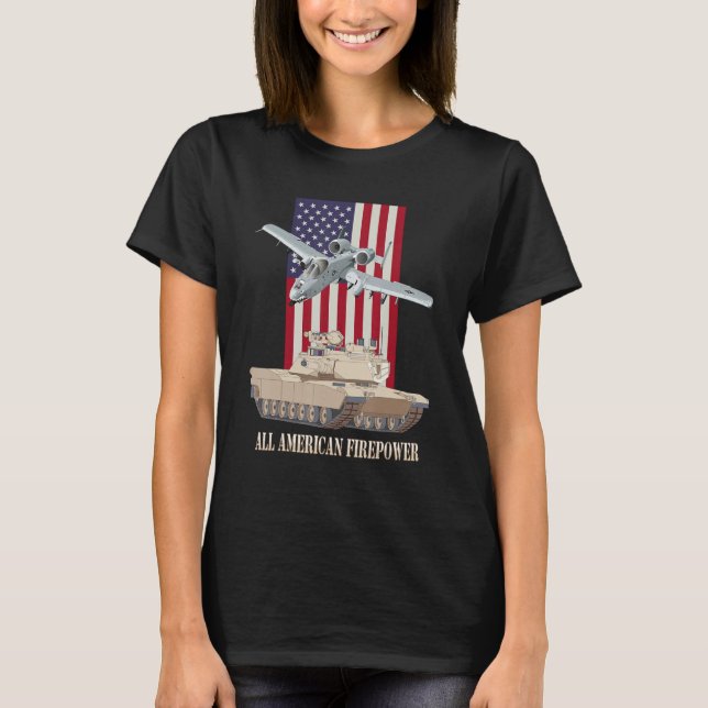 T-shirt Abrams M1A2 A 10 Thunderbolt II Drapeau Américain (Devant)