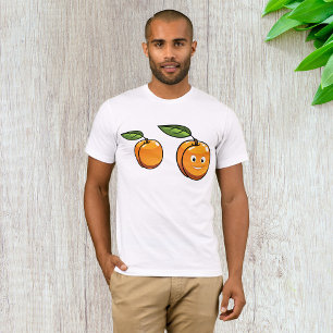 T-shirt Abricot Heureux Fruit avec Visage Souriant Feuille