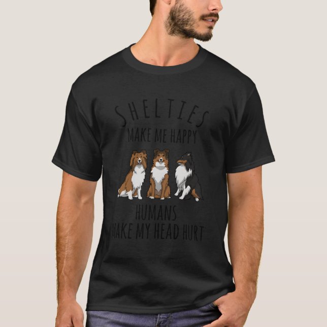 T-shirt Abris adorables me rendre heureux Sheltie Cadeau D (Devant)