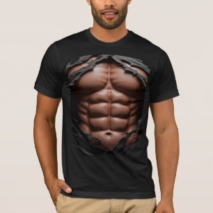 T-shirt Abs déchiré 3D - Poitrine musculaire réali