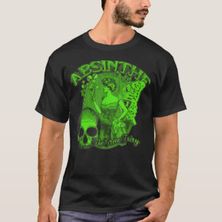T-shirt Absinthe Crâne Vert Fée Design Rétro