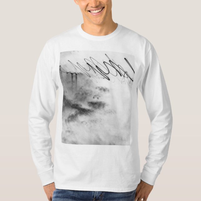 T-shirt Abstract Black and White Light Trails Long Exposur (Devant)