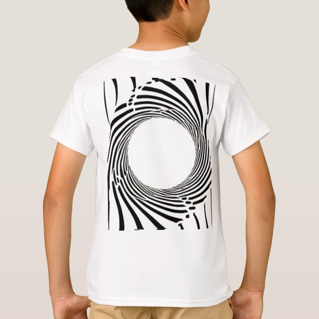 T-shirt Abstract Black Hole Spiral Line Art  (Dos)