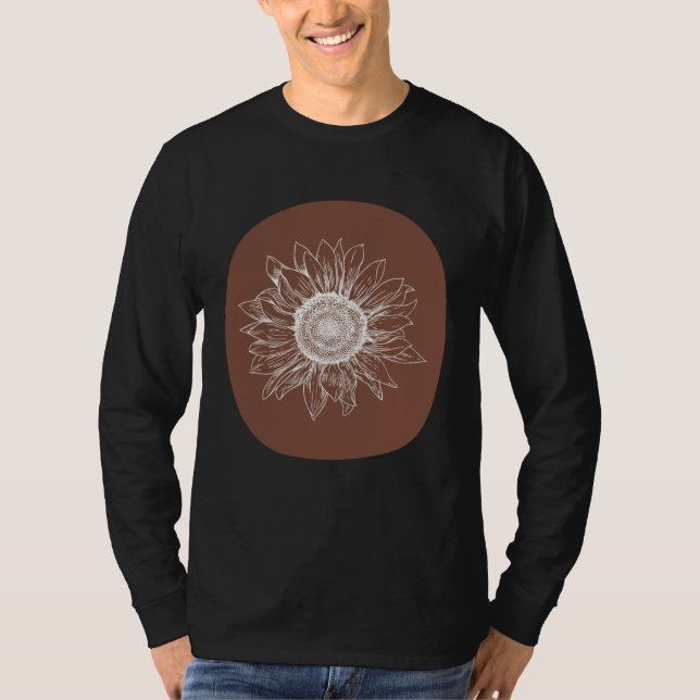 T-shirt Abstract Brown Pastel Boho Sunflower Minimalistic  (Devant)