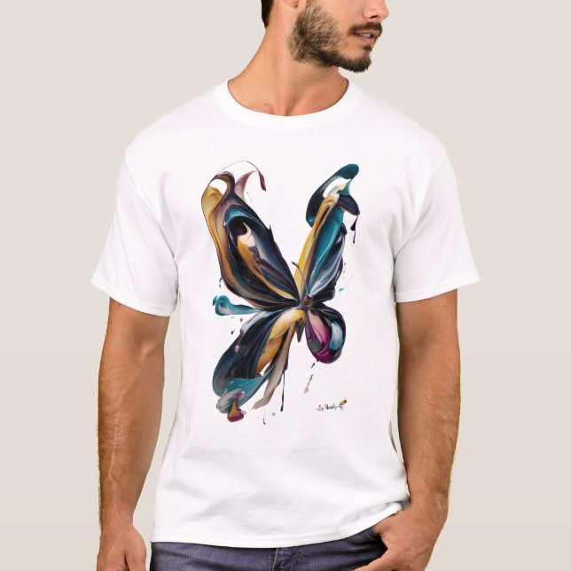 T-shirt Abstract Butterfly Art – Flowing Color Expression (Devant)