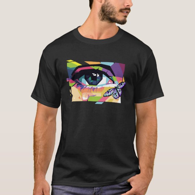 T-shirt Abstract Crying Eye Purple Butterfly Soft Girl Aes (Devant)